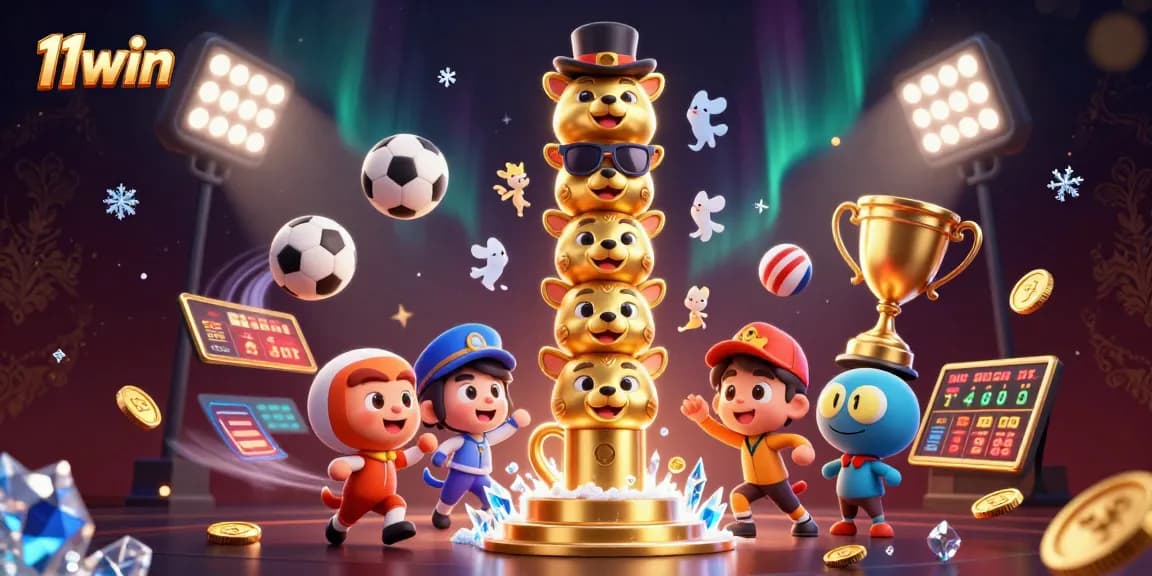 Experience the thrill of 11win with dynamic sports elements and vibrant casino graphics.