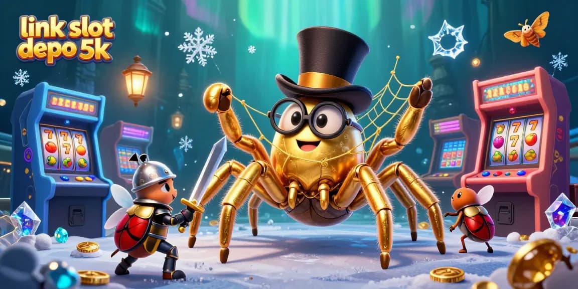 Engage with thrilling gameplay in link slot depo 5k, featuring a fun 3D casino scene with vibrant characters.