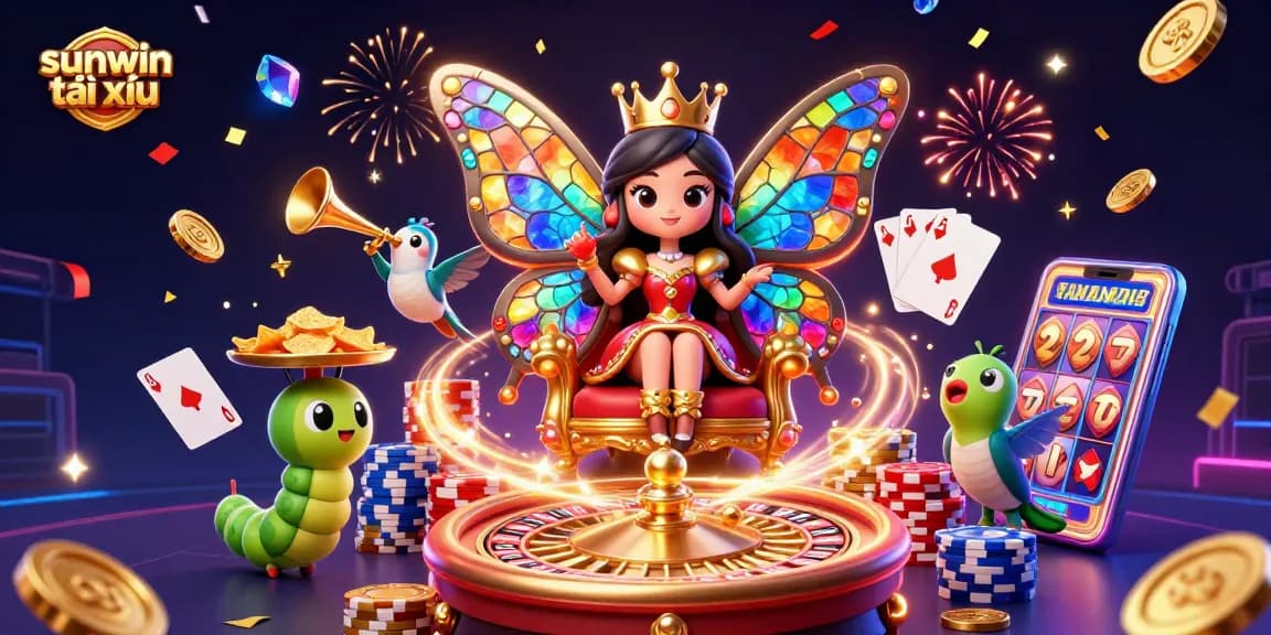 Experience the excitement of sunwin tài xỉu with vibrant colors, animated characters, and dynamic casino elements.