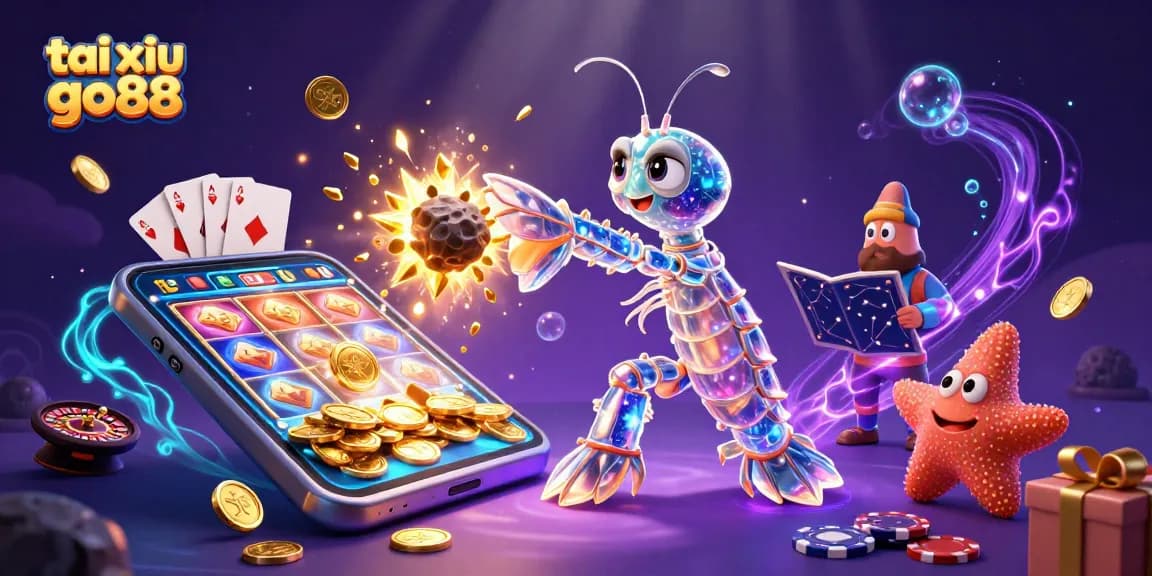 Experience thrilling tai xiu go88 gameplay with animated characters and casino elements bursting with excitement.