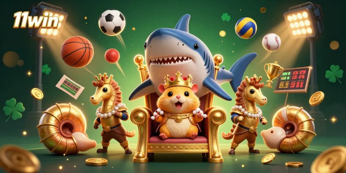 Experience thrilling sports betting action at 11win with a majestic golden hamster king and dynamic game elements.