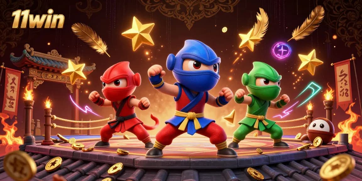 Experience thrilling action with the 11win ninja chameleon team in an epic casino scene.