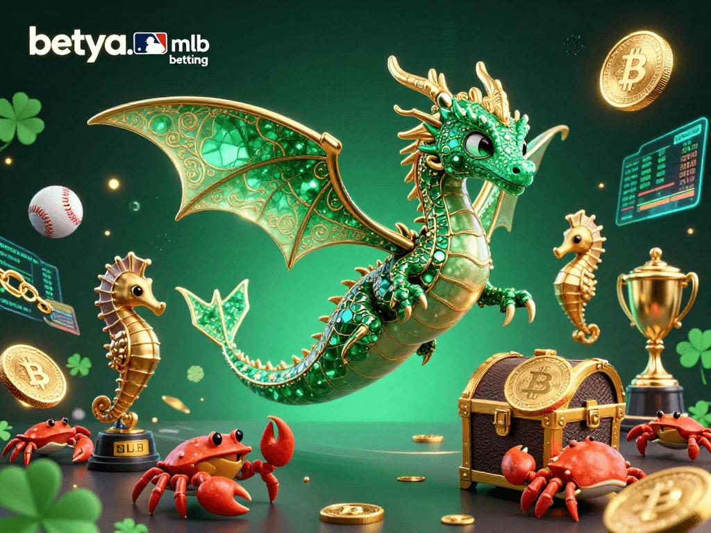 Engage in betya.com mlb betting with a vibrant illustration of sports elements around a mythical sea dragon.