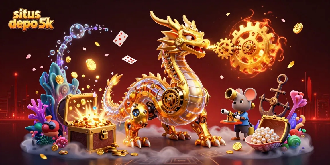 Engage with situs depo 5k in an adventure filled with a 3D dragon and treasure.