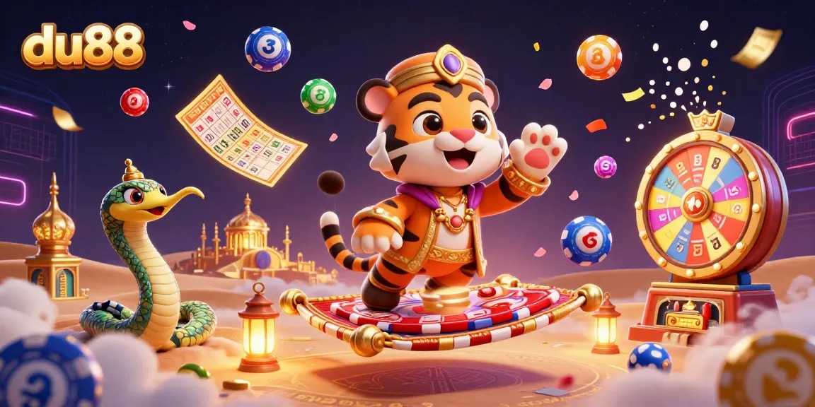 Engage with du88's vibrant casino world featuring a tiger sultan and dynamic prizes.