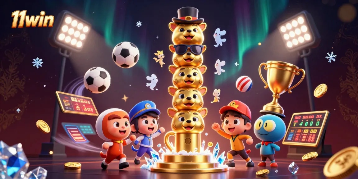 Experience the thrill of 11win with dynamic sports elements and vibrant casino graphics.