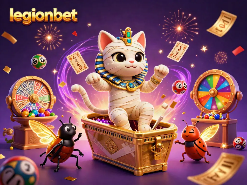 Play exciting games at legionbet, featuring a vibrant casino scene with animated characters and dynamic elements.