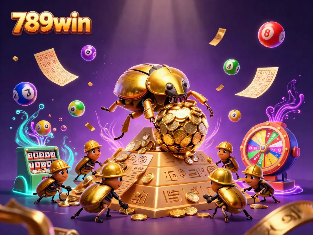 Engage with 789win through a vibrant 3D illustration of luck and excitement in gaming.