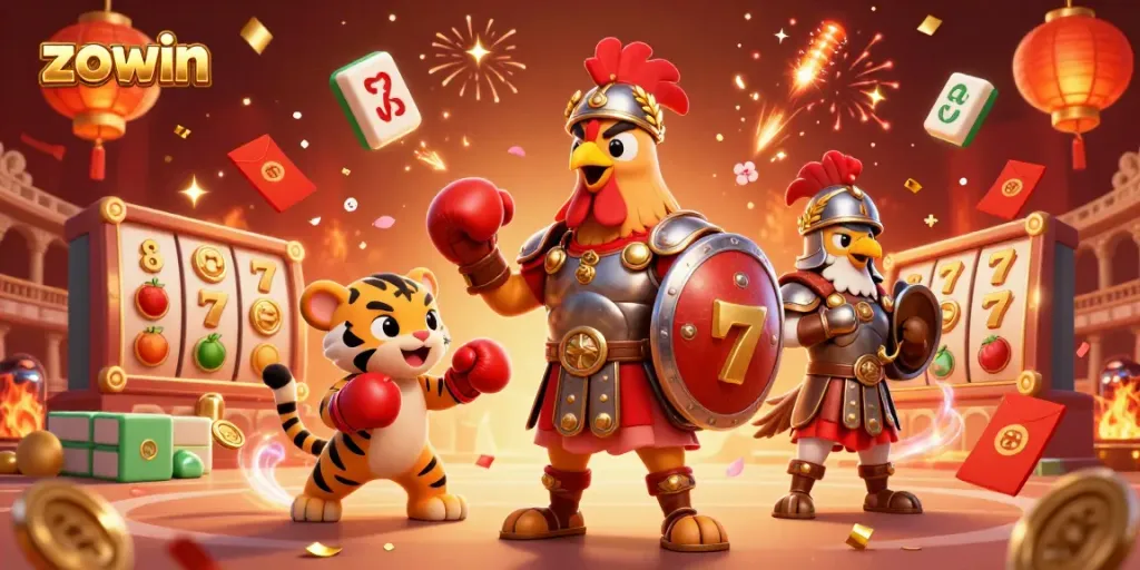 Experience thrilling gameplay at Zowin with exciting casino elements in a vibrant 3D illustration.