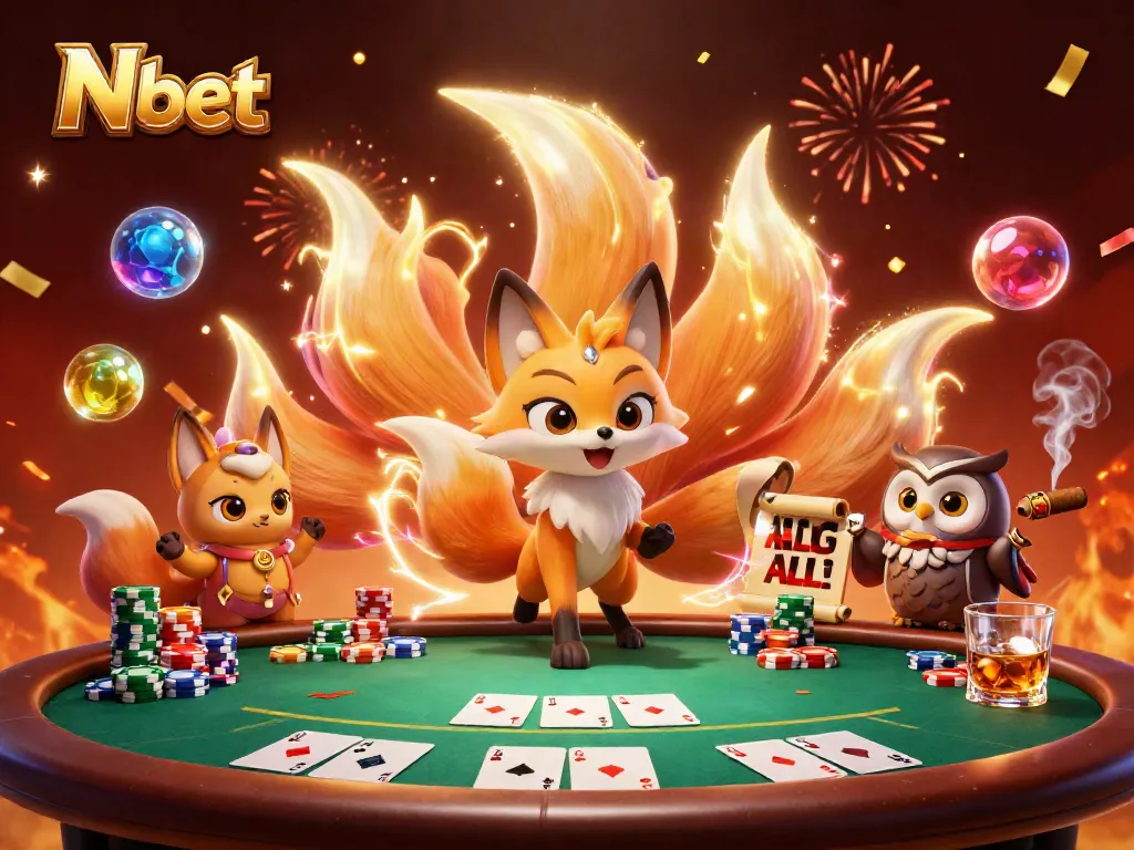 Engage in thrilling poker action with N bet as vibrant characters and colorful chips come alive.