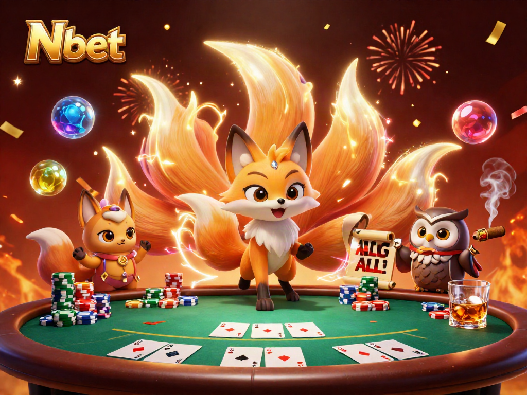 Engage in thrilling poker action with N bet as vibrant characters and colorful chips come alive.