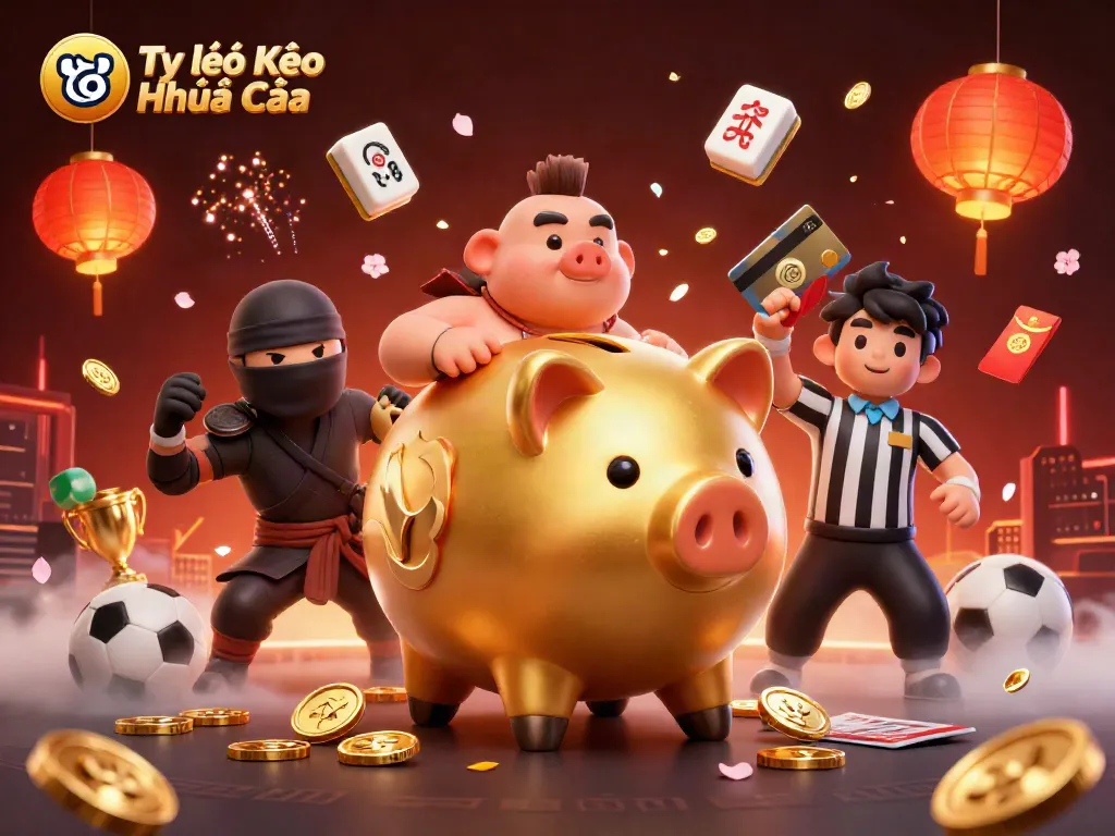 Experience Tỷ lệ Kèo Nhà Cái with thrilling sports betting and dynamic action in this vibrant 3D illustration.