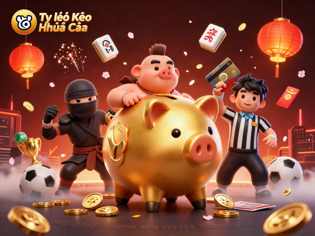 Experience Tỷ lệ Kèo Nhà Cái with thrilling sports betting and dynamic action in this vibrant 3D illustration.