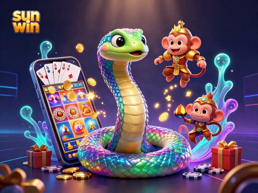 Experience thrilling gaming at sun win with vibrant characters and dynamic casino elements.