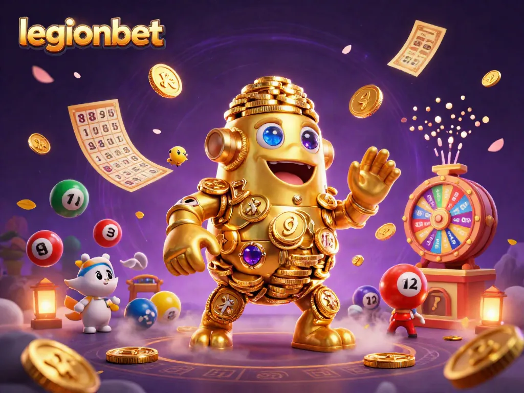 Spin and win at legionbet with exciting lottery elements in a vibrant 3D casino scene.