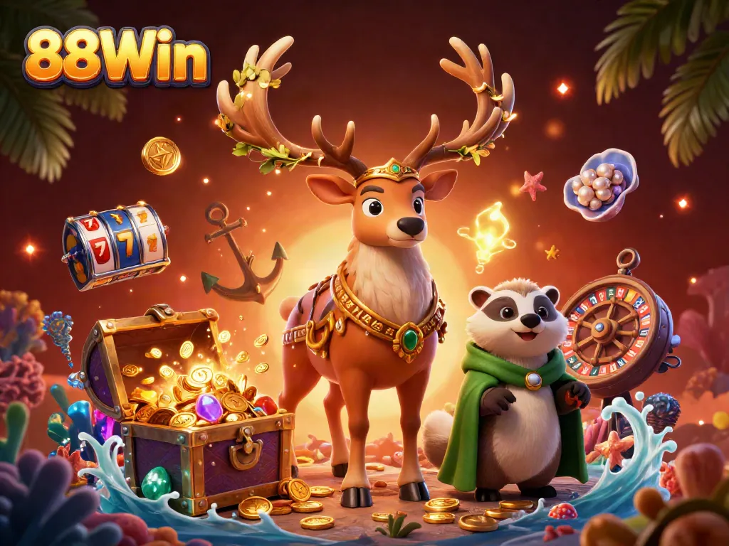 Engage with 88Win's vibrant casino fantasy featuring a Celtic druid and treasure elements