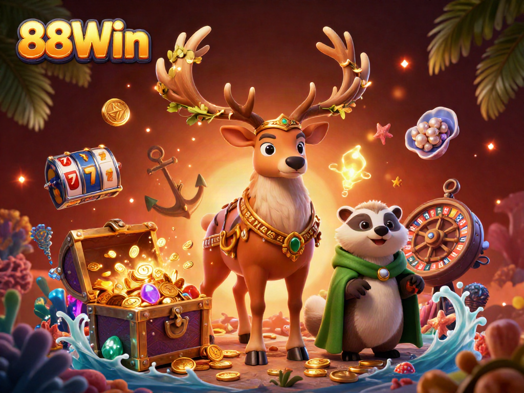 Engage with 88Win's vibrant casino fantasy featuring a Celtic druid and treasure elements