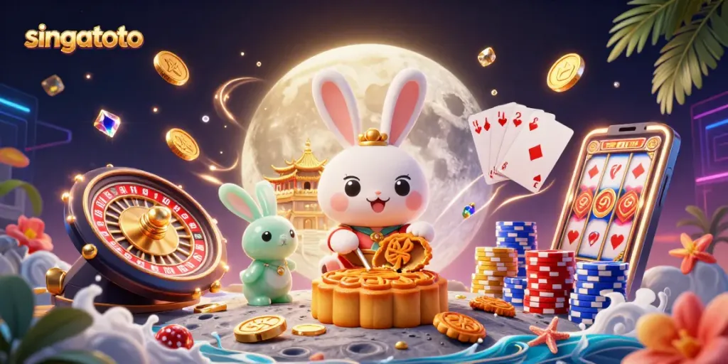 Engage in exciting gaming at singatoto, featuring enchanting illustrations and vibrant casino elements.