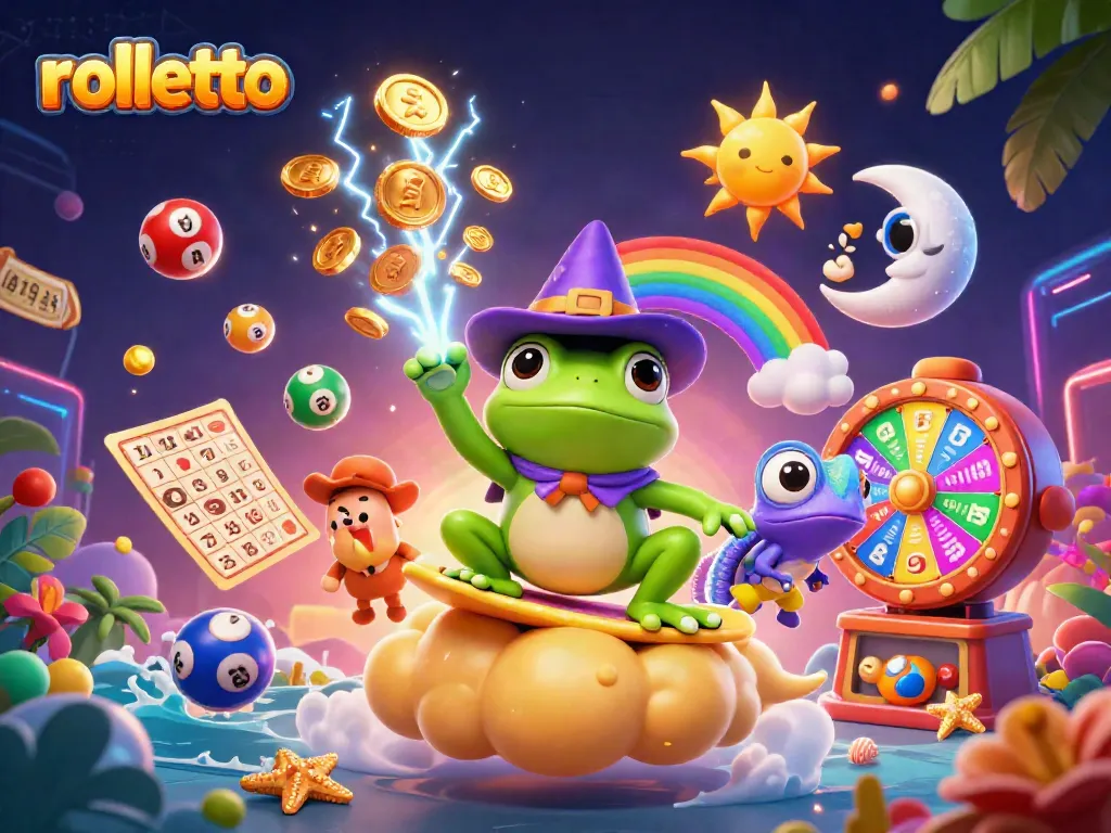 rolletto casino illustration shows interactive scenes with cartoon characters and festive gaming elements