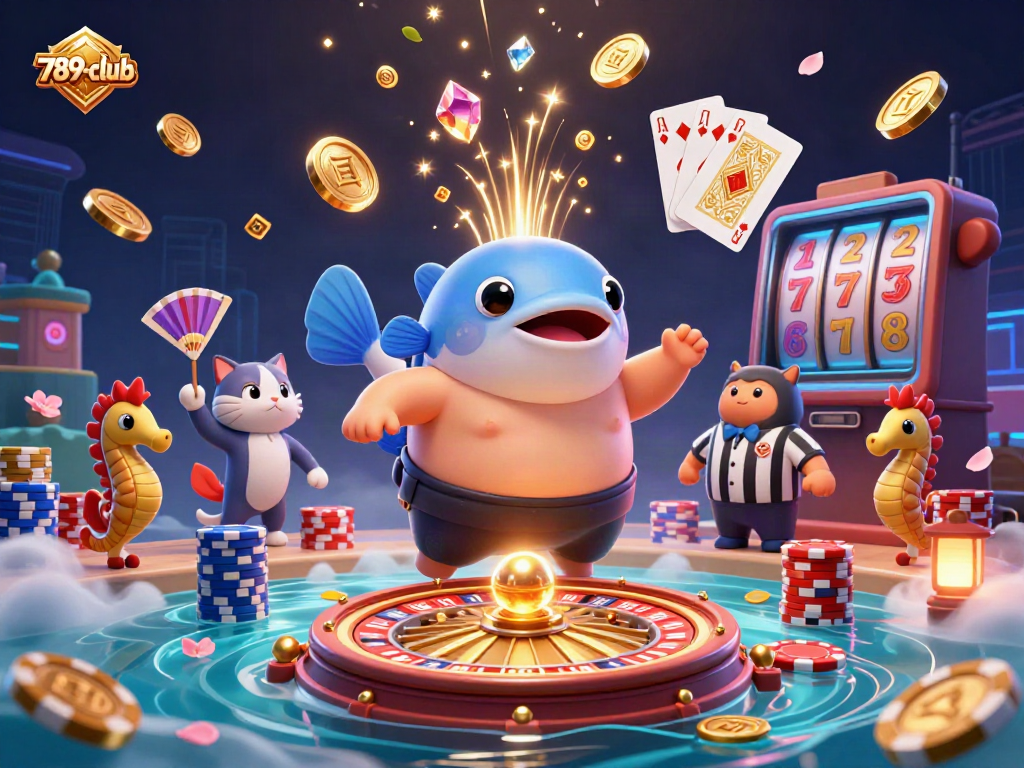 Engage with the vibrant underwater world of 789-club, featuring exciting casino elements like gold coins and roulette!