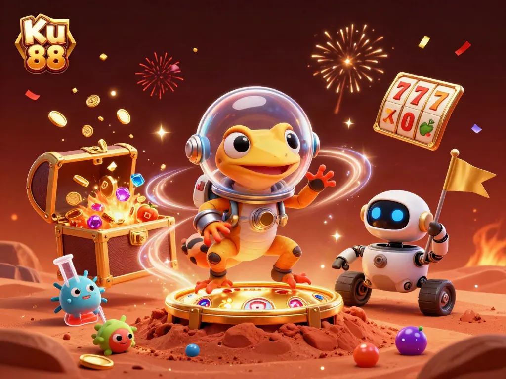 Experience thrilling moments at Ku 88 as the Martian gecko uncovers a golden casino amidst cosmic fun.