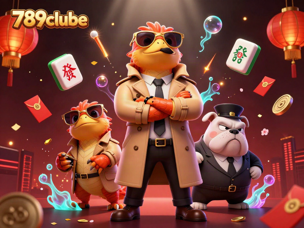 Clever raptors disguised as a tall person trying to enter 789clube casino, with a bulldog watching