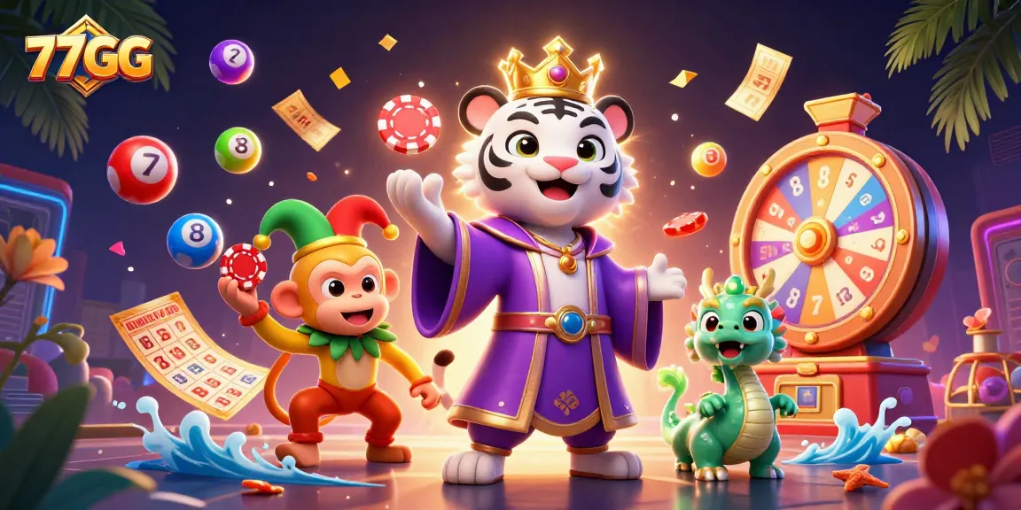 Engage with 77GG's exciting online casino experience featuring vibrant characters and dynamic gaming elements.