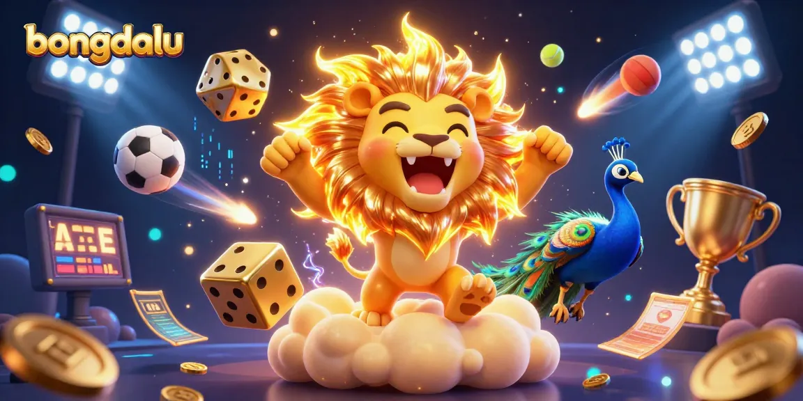 Bongdalu sports betting scene with detailed characters, dynamic sports elements, and vibrant energy.
