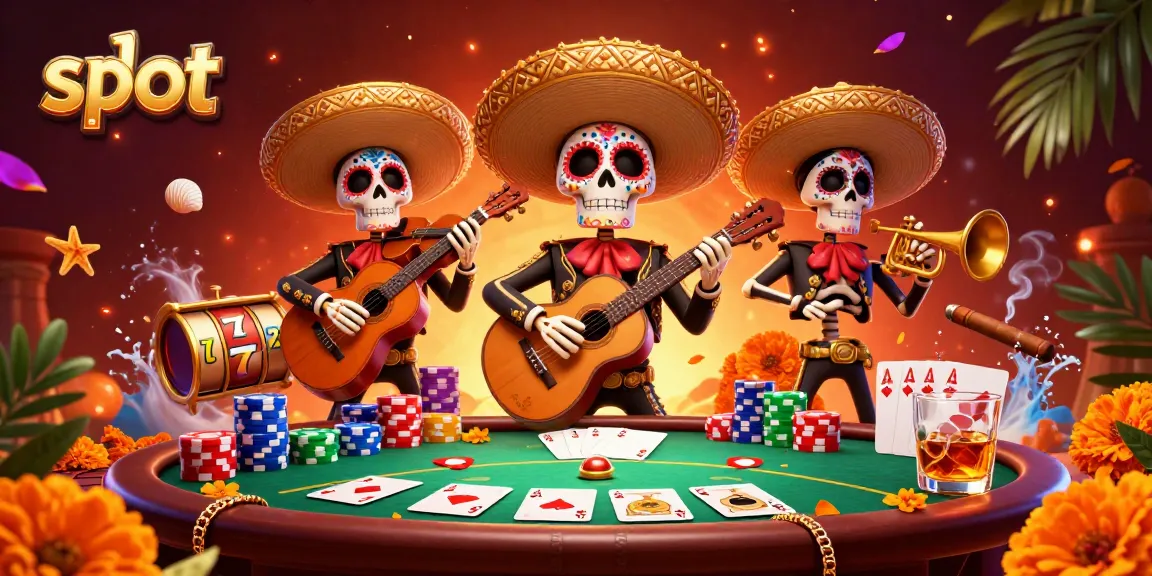 Experience slot excitement with a mariachi band in this vibrant 3D casino illustration.