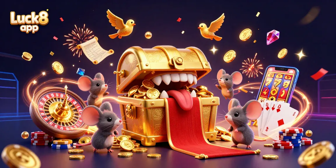Spin and win with the Luck8 app featuring a vibrant 3D casino scene.