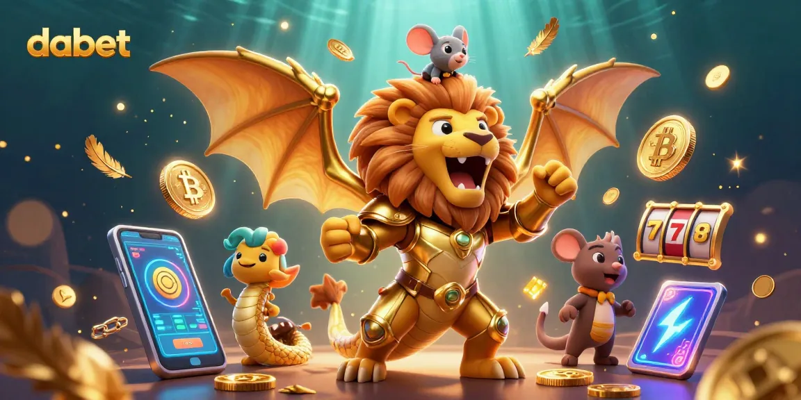 dabet's thrilling casino adventure with a roaring chimera and crypto elements in vibrant 3D illustration.