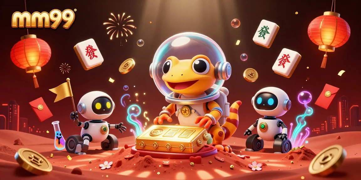 Engage with mm99’s vibrant casino universe featuring a Martian gecko and exciting gaming treasures.